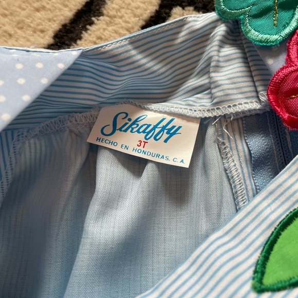 Vintage Toddler Girl Stripe Polka Dot Floral Dress Sikaffy Size 3T - Picture 7 of 7